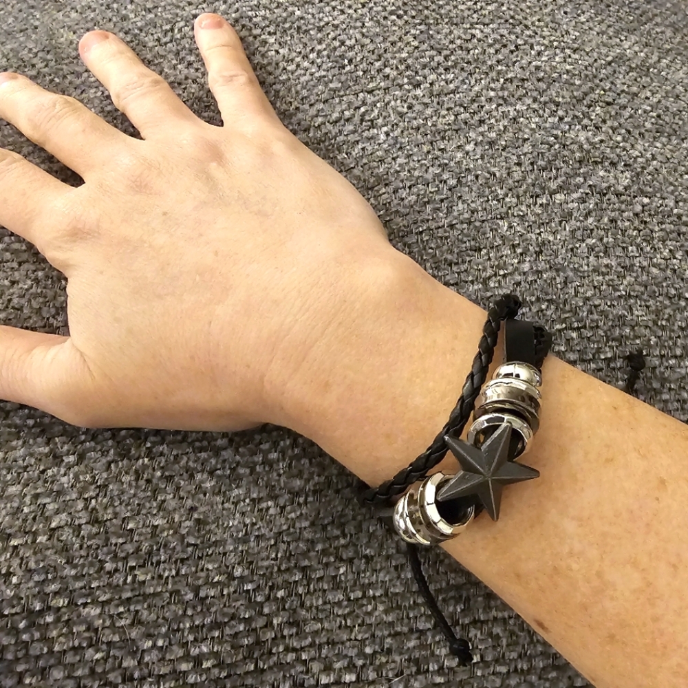 Star Braided Leather Adjustable Bracelet